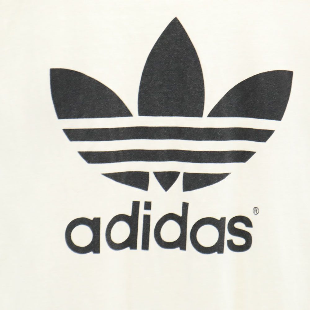 adidas アディダス 80s トレフォイルロゴ ヴィンテージ バックプリント 半袖 Tシャツ L ホワイト メンズ