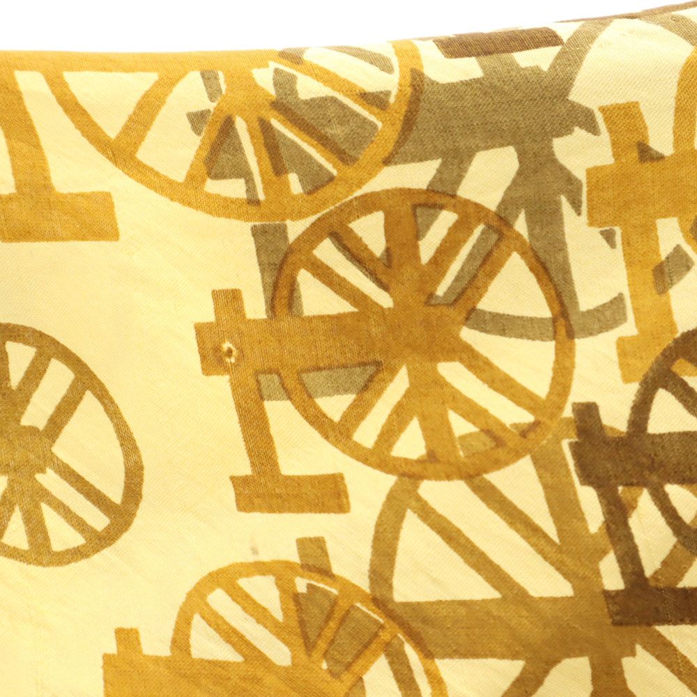 THAI SILK タイシルク 60s 70s シルク100％ ヴィンテージ 総柄 半袖 オープンカラーシャツ M イエロー系 メンズ