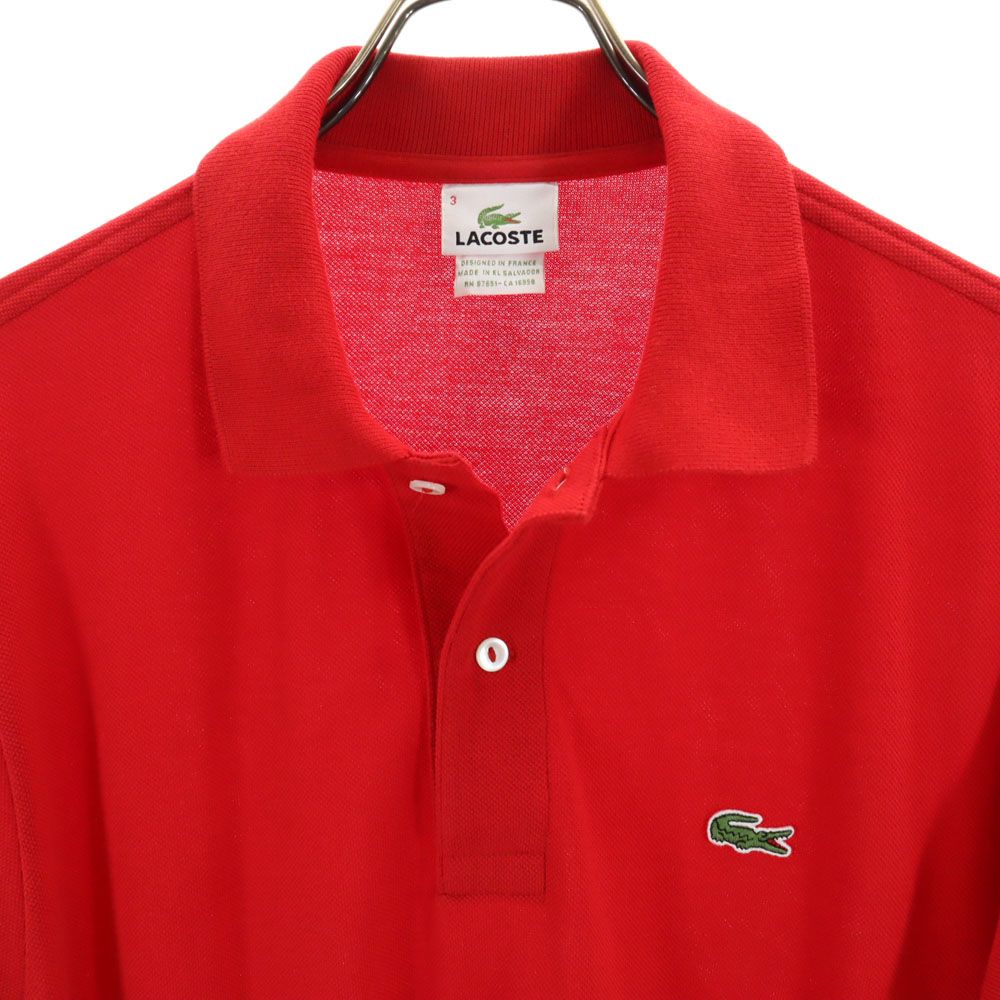LACOSTE ラコステ 半袖 ポロシャツ 3 レッド 鹿の子 メンズ