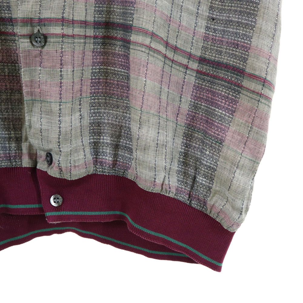 ロンシャン 70s 80s イタリア製 ヴィンテージ チェック柄 半袖 シャツジャケット 50 グレー系 Longchamp メンズ