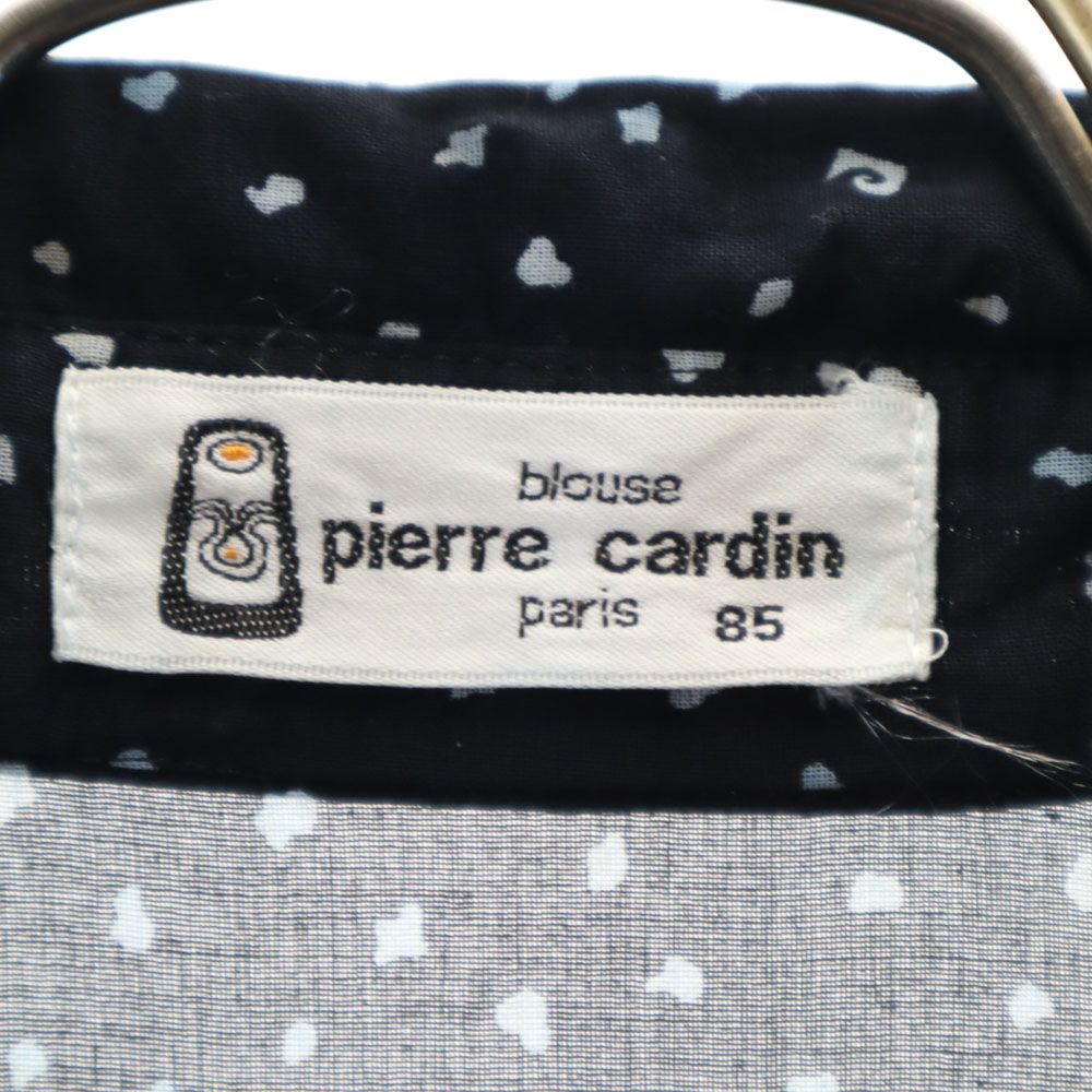 Pierre Cardin ピエールカルダン 総柄 半袖 シースルー シャツ 85 ブラック ブラウス レディース