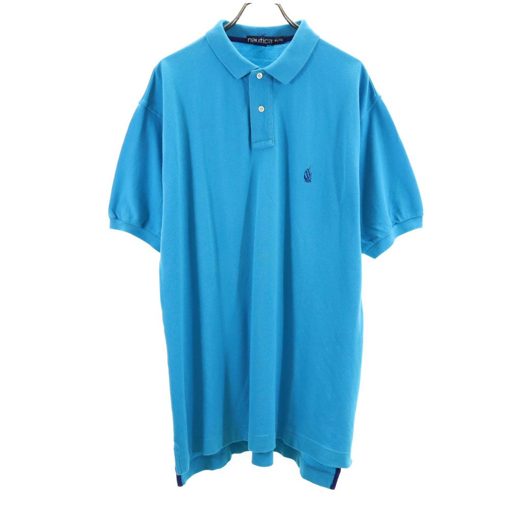NAUTICA ノーティカ 90s オールド 半袖 鹿の子 ポロシャツ XL 水色 メンズ