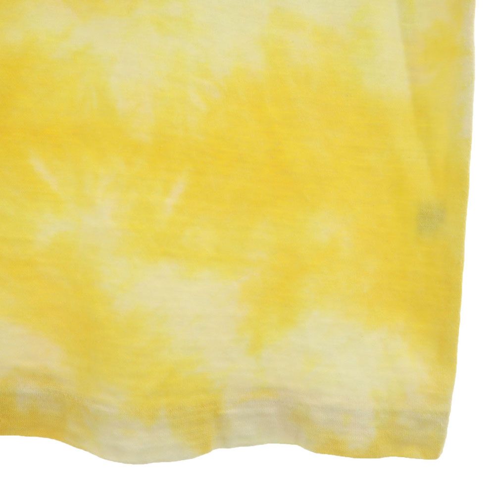 PEANUTS ピーナッツ 日本製 オールド スヌーピー 半袖 タイダイ染め Tシャツ M-L イエロー系 メンズ