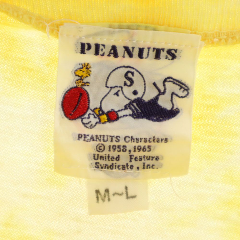 PEANUTS ピーナッツ 日本製 オールド スヌーピー 半袖 タイダイ染め Tシャツ M-L イエロー系 メンズ