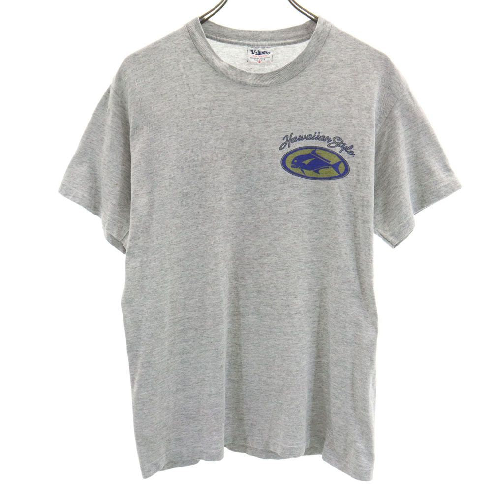 VOLUNTEER 90s USA製 オールド バックプリント 半袖 Tシャツ S グレー系 メンズ