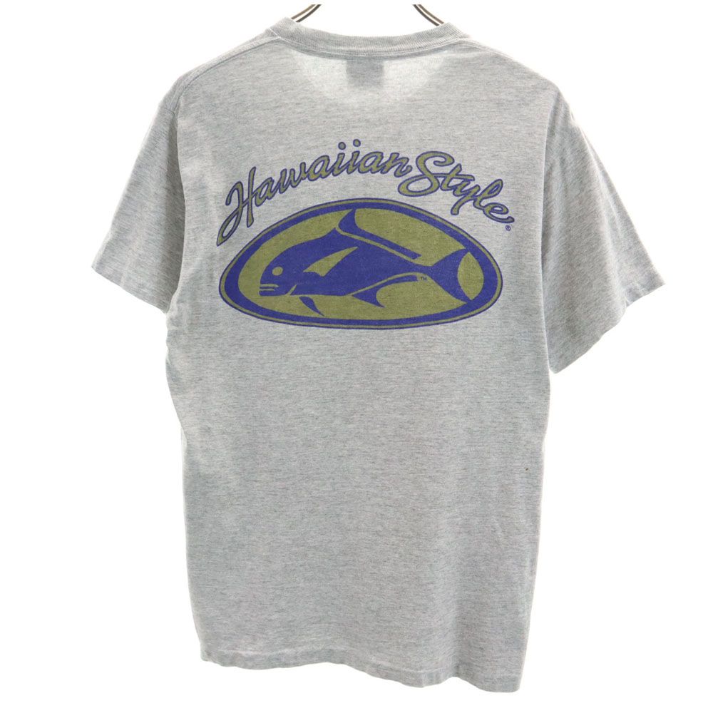 VOLUNTEER 90s USA製 オールド バックプリント 半袖 Tシャツ S グレー系 メンズ