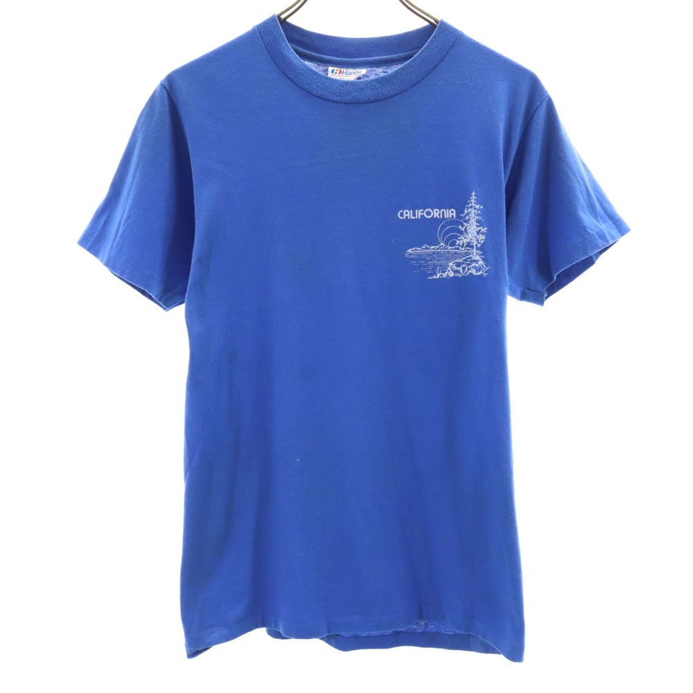 Hanes ヘインズ 90s オールド USA製 半袖 Tシャツ M ブルー系 メンズ