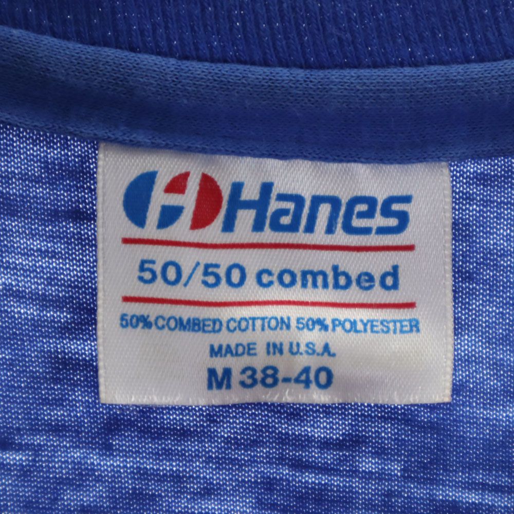 Hanes ヘインズ 90s オールド USA製 半袖 Tシャツ M ブルー系 メンズ