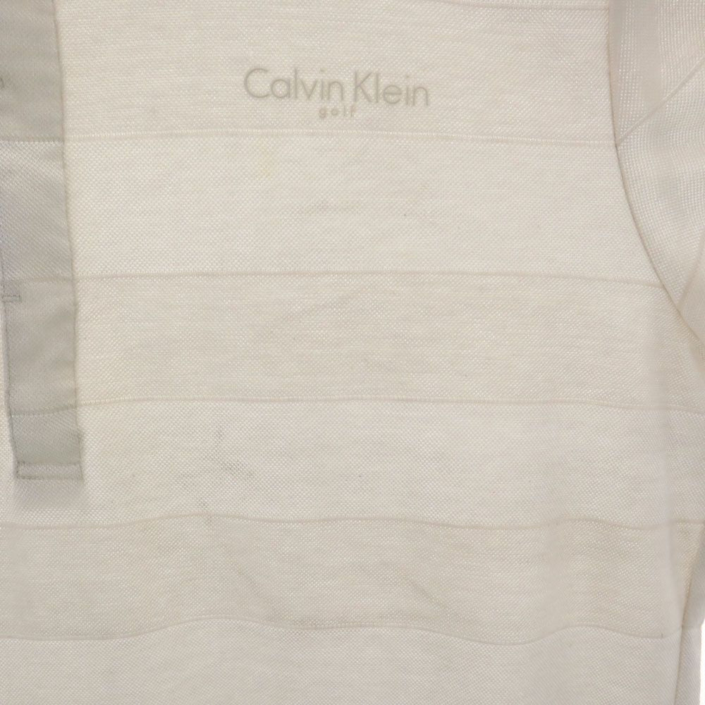 Calvin klein カルバンクライン ゴルフ ボーダー 半袖 ポロシャツ L ベージュ系 golf メンズ