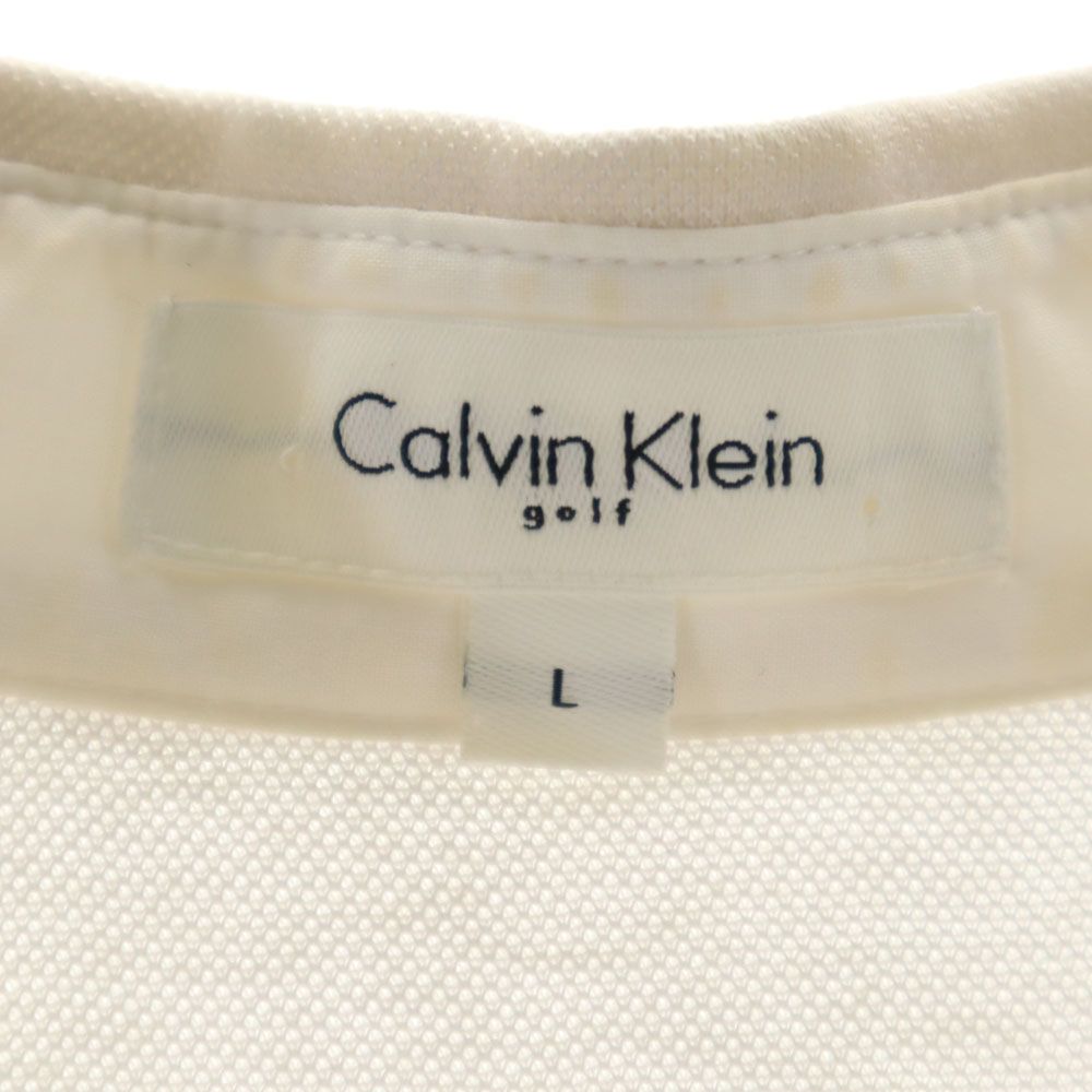 Calvin klein カルバンクライン ゴルフ ボーダー 半袖 ポロシャツ L ベージュ系 golf メンズ