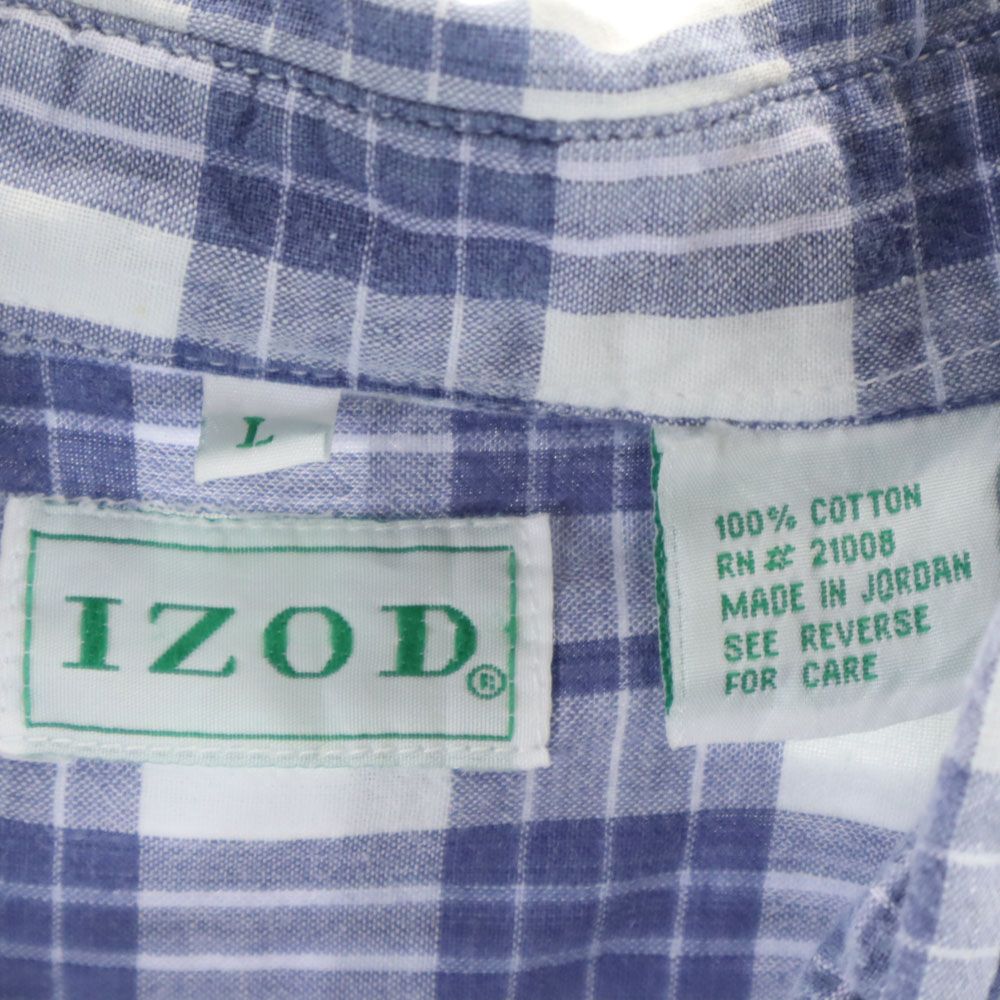 IZOD アイゾッド 90s オールド チェック柄 半袖 ボタンダウンシャツ L ホワイト メンズ