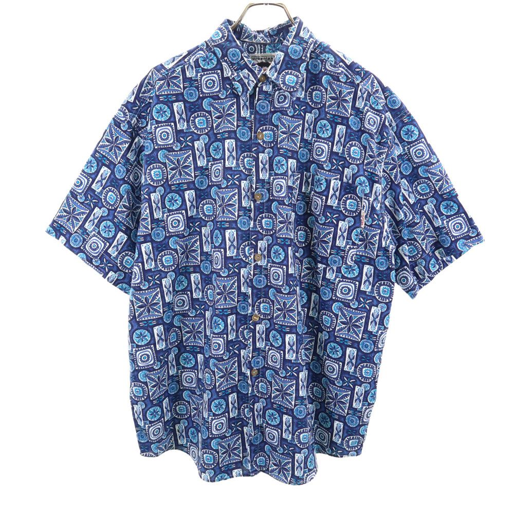 URBANIAK アーバニアック 90s オールド 総柄 半袖 アロハシャツ M ネイビー 他 メンズ
