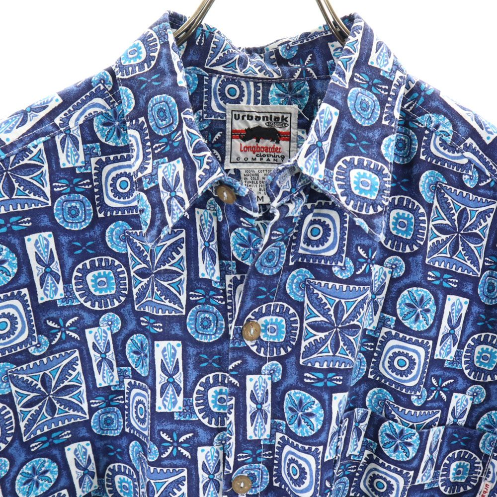 URBANIAK アーバニアック 90s オールド 総柄 半袖 アロハシャツ M ネイビー 他 メンズ