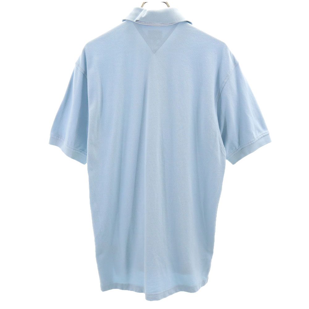 TOMMY HILFIGER トミーヒルフィガー 90s オールド フラッグタグ 半袖 鹿の子 ポロシャツ M ブルーグレー系 メンズ