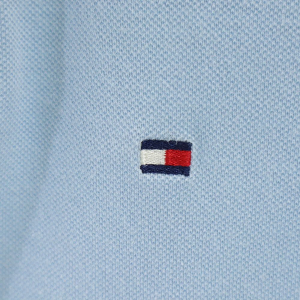 TOMMY HILFIGER トミーヒルフィガー 90s オールド フラッグタグ 半袖 鹿の子 ポロシャツ M ブルーグレー系 メンズ
