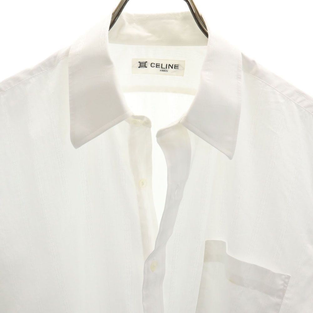 セリーヌ オールド 総柄 長袖 シャツ ホワイト CELINE メンズ