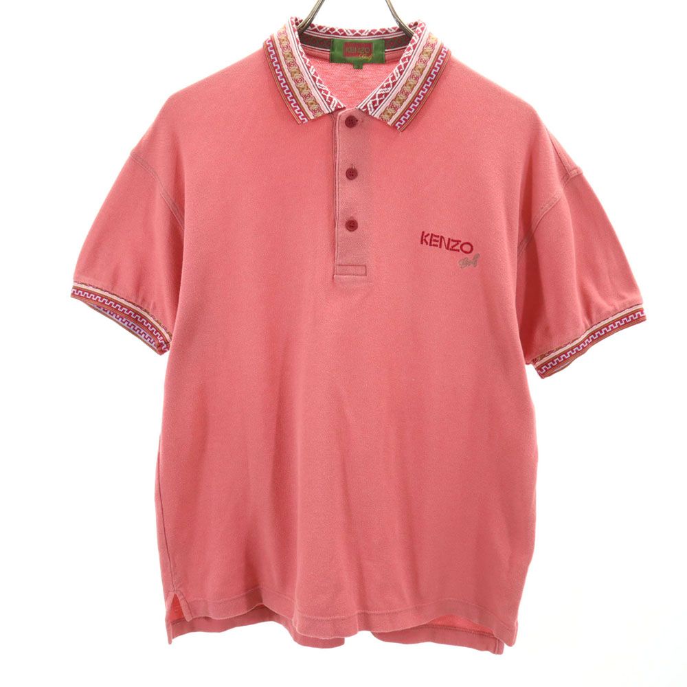 KENZO GOLF ケンゾーゴルフ 90s オールド 半袖 ポロシャツ 3 ピンク 鹿の子 メンズ