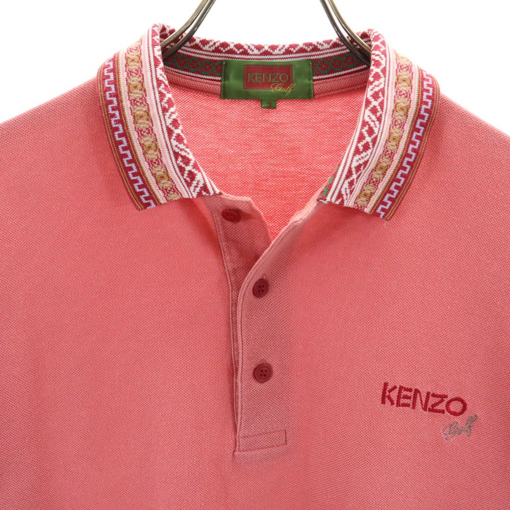KENZO GOLF ケンゾーゴルフ 90s オールド 半袖 ポロシャツ 3 ピンク 鹿の子 メンズ