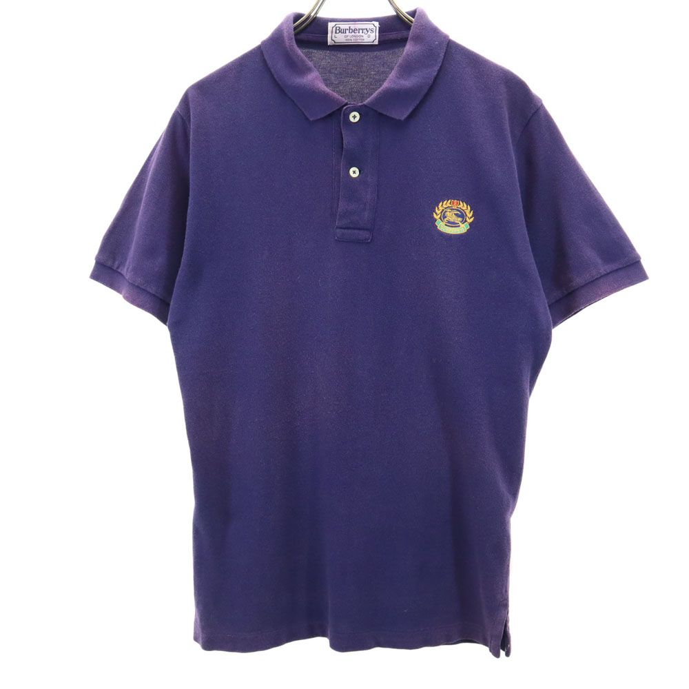 Burberrys バーバリーズ 90s オールド 半袖 ポロシャツ L ブルー系 OF LONDON 鹿の子地 メンズ