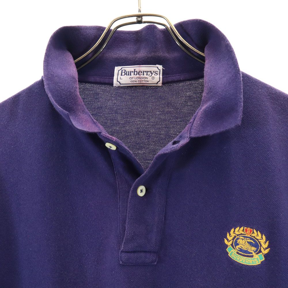 Burberrys バーバリーズ 90s オールド 半袖 ポロシャツ L ブルー系 OF LONDON 鹿の子地 メンズ