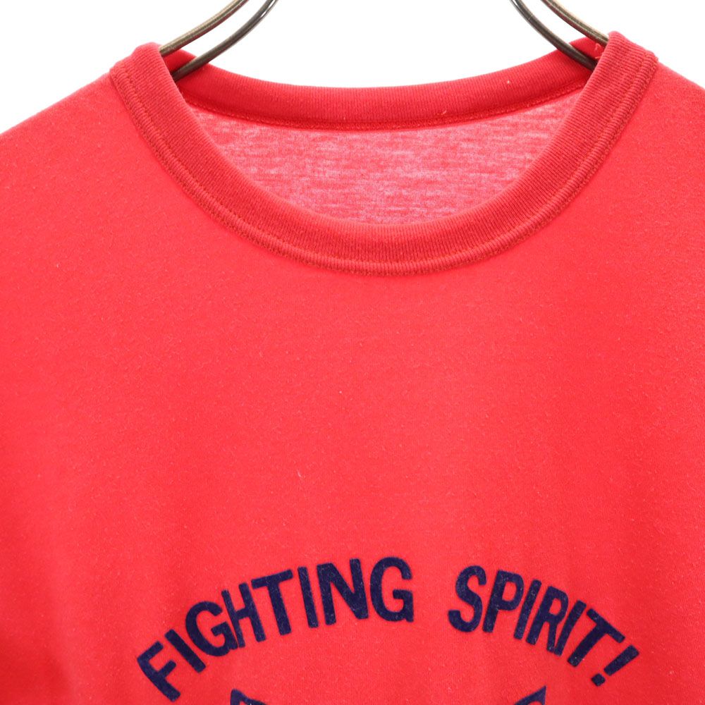 スポルディング 日本製 オールド フロッキー プリント 半袖 Tシャツ レッド SPALDING メンズ