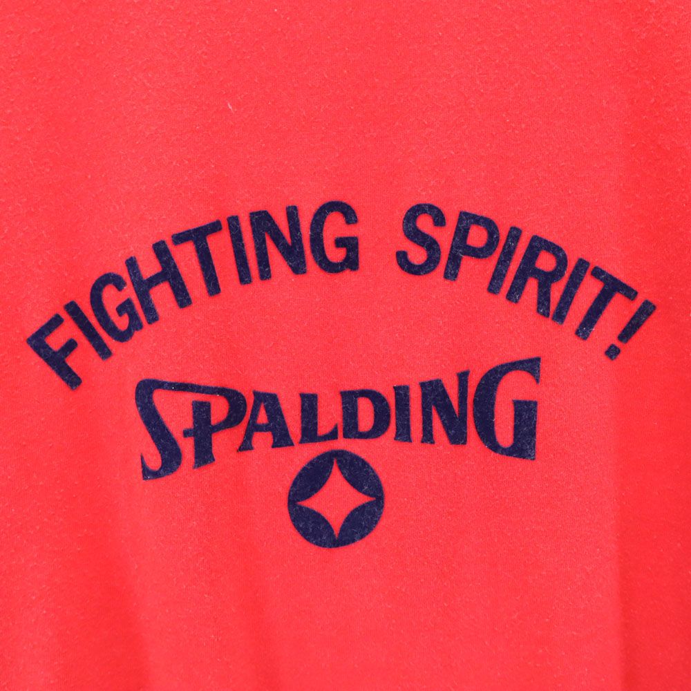 スポルディング 日本製 オールド フロッキー プリント 半袖 Tシャツ レッド SPALDING メンズ