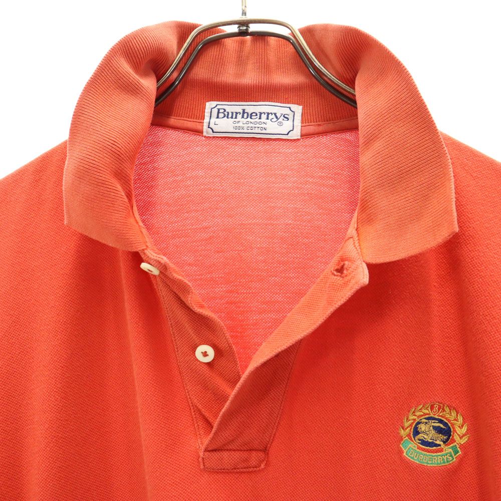 Burberrys バーバリーズ 90s オールド 半袖 ポロシャツ L オレンジ系 鹿の子地 メンズ