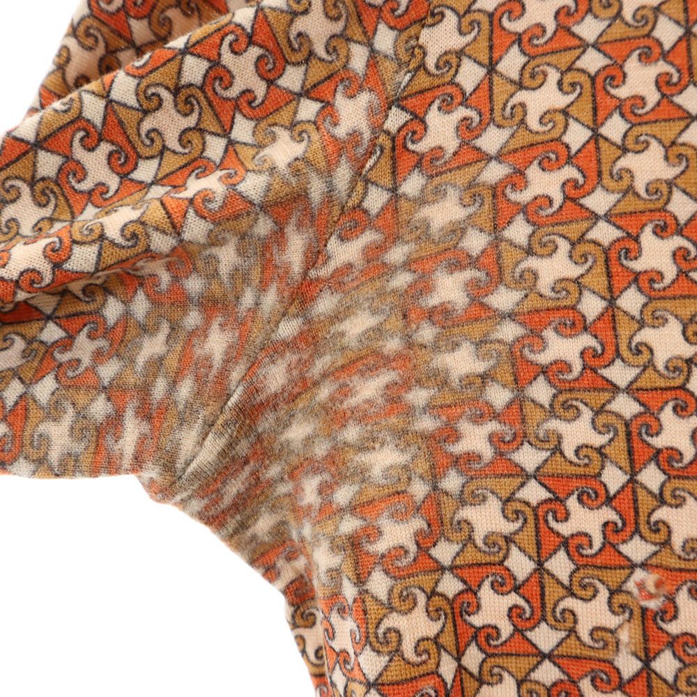 PIER 70s 80s イタリア製 ヴィンテージ 総柄 長袖 シャツ ベージュ系 メンズ