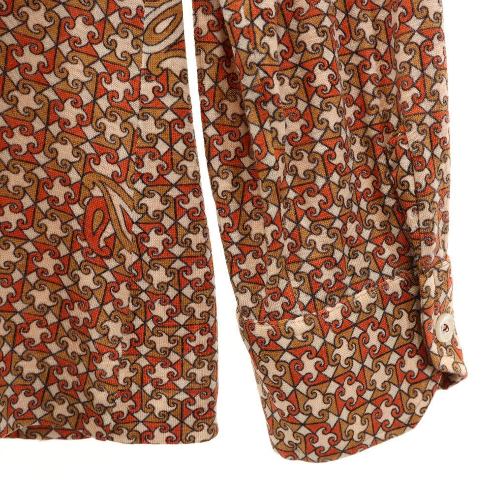 PIER 70s 80s イタリア製 ヴィンテージ 総柄 長袖 シャツ ベージュ系 メンズ