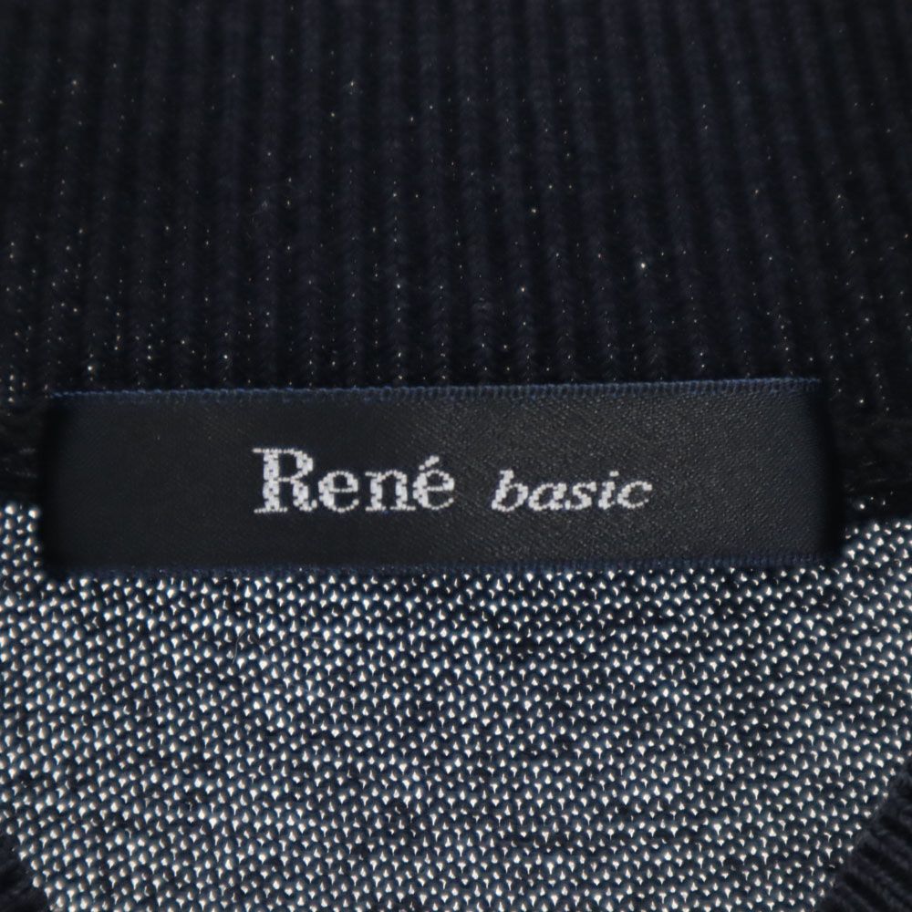 Rene basic ルネベーシック 日本製 半袖 セーター 36 ネイビー ニット レディース