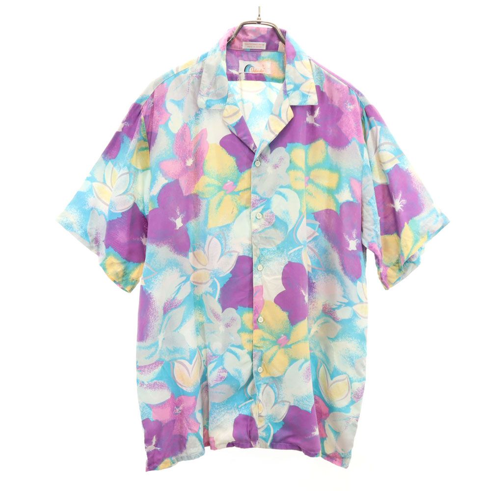 ISLANDER アイスランダー 80s ヴィンテージ 半袖 オープンカラーシャツ L パープル 他 メンズ