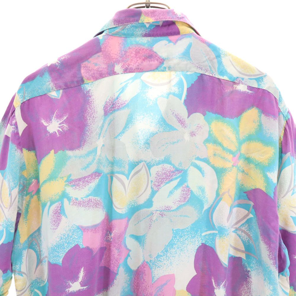 ISLANDER アイスランダー 80s ヴィンテージ 半袖 オープンカラーシャツ L パープル 他 メンズ