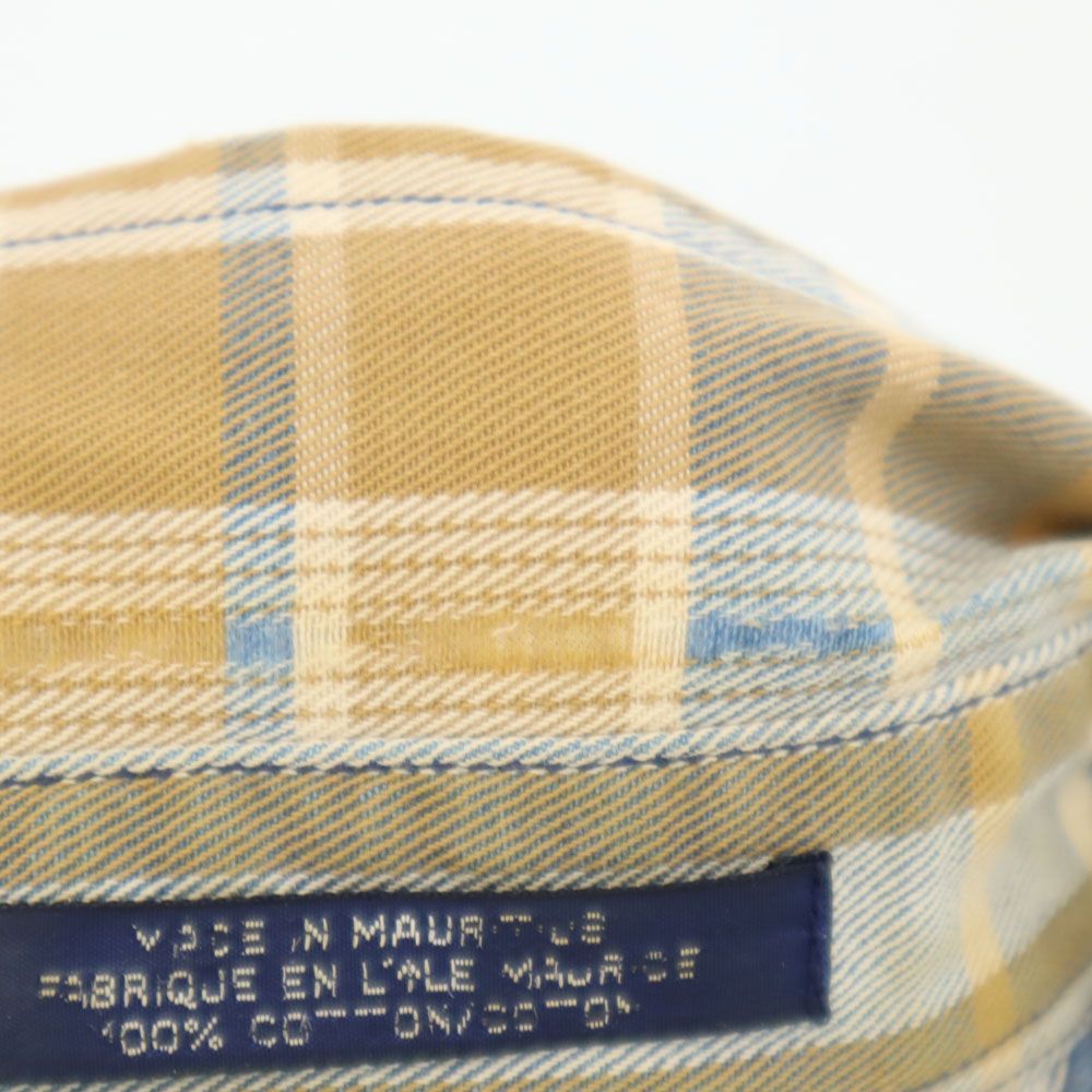 TOMMY HILFIGER トミーヒルフィガー 90s オールド フラッグタグ チェック柄 長袖 シャツ M ベージュ×ネイビー メンズ