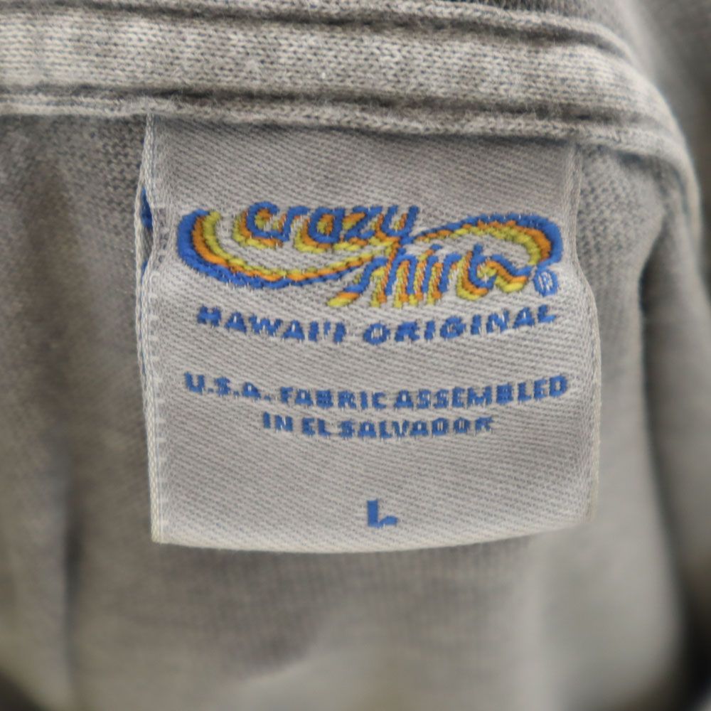 クレイジーシャツ オールド バックプリント 半袖 Tシャツ L グレー Crazy Shirt メンズ