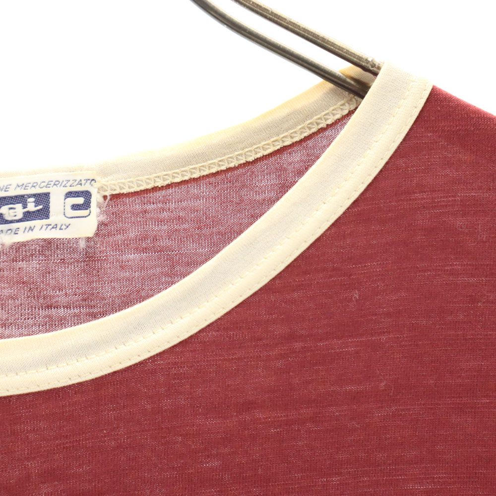 Cagi 80s 90s イタリア製 オールド 半袖 Tシャツ 4 ボルドー メンズ