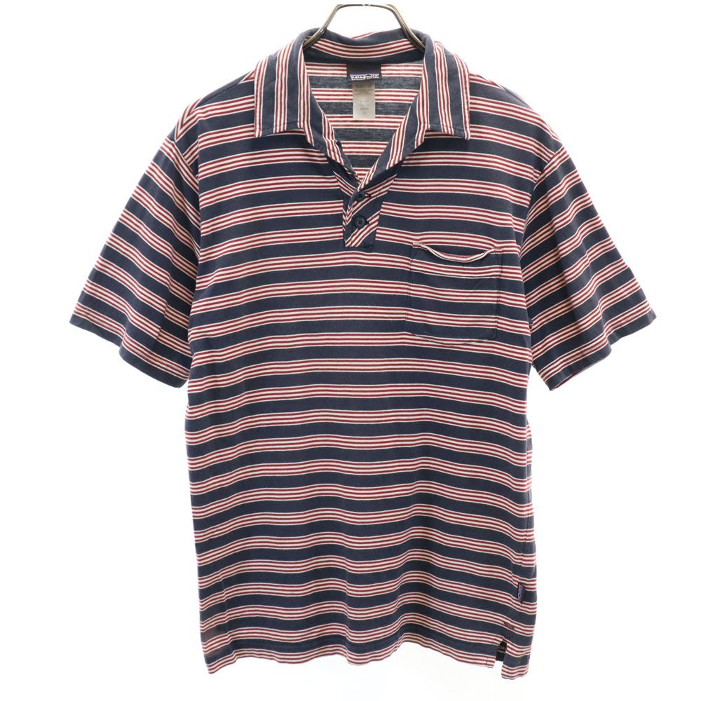 patagonia パタゴニア アウトドア 52775S9 ボーダー柄 半袖 ポロシャツ S ネイビー系 メンズ