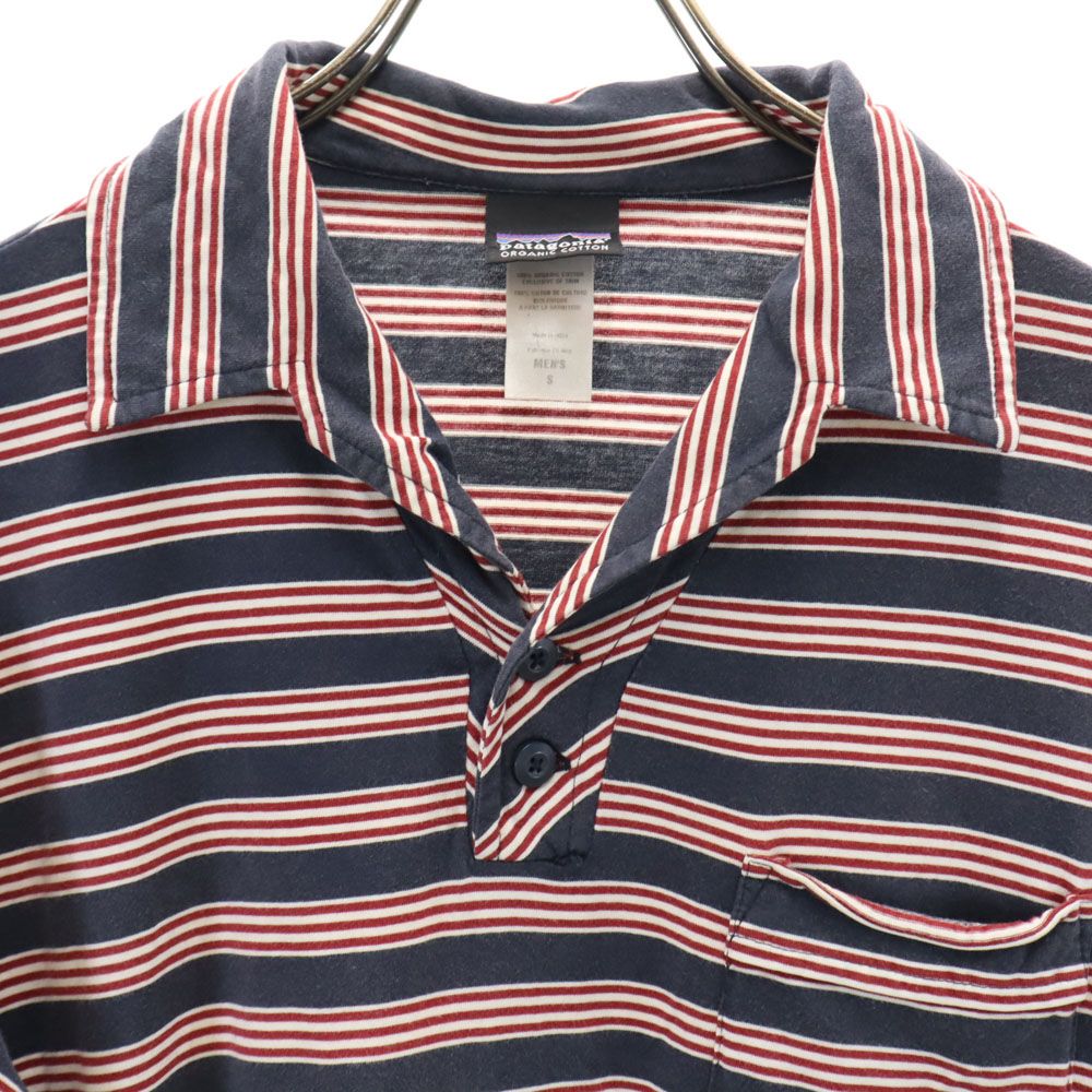 patagonia パタゴニア アウトドア 52775S9 ボーダー柄 半袖 ポロシャツ S ネイビー系 メンズ