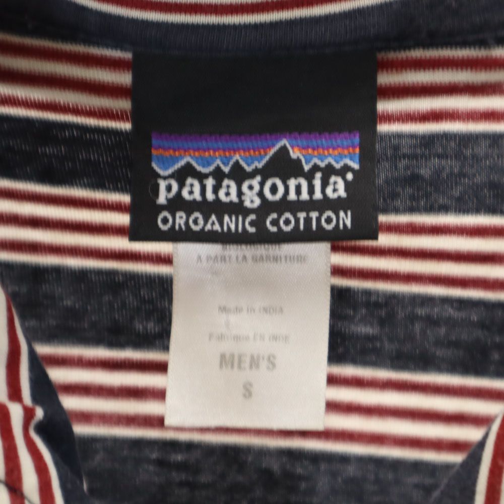 patagonia パタゴニア アウトドア 52775S9 ボーダー柄 半袖 ポロシャツ S ネイビー系 メンズ