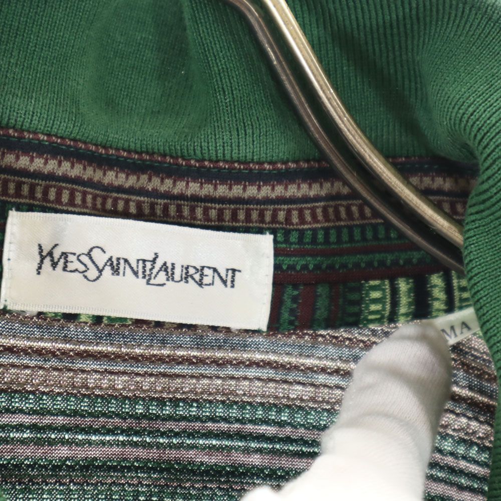 イヴサンローラン 90s オールド ボーダー 半袖 ポロシャツ MA グリーン系 YVES SAINT LAURENT メンズ