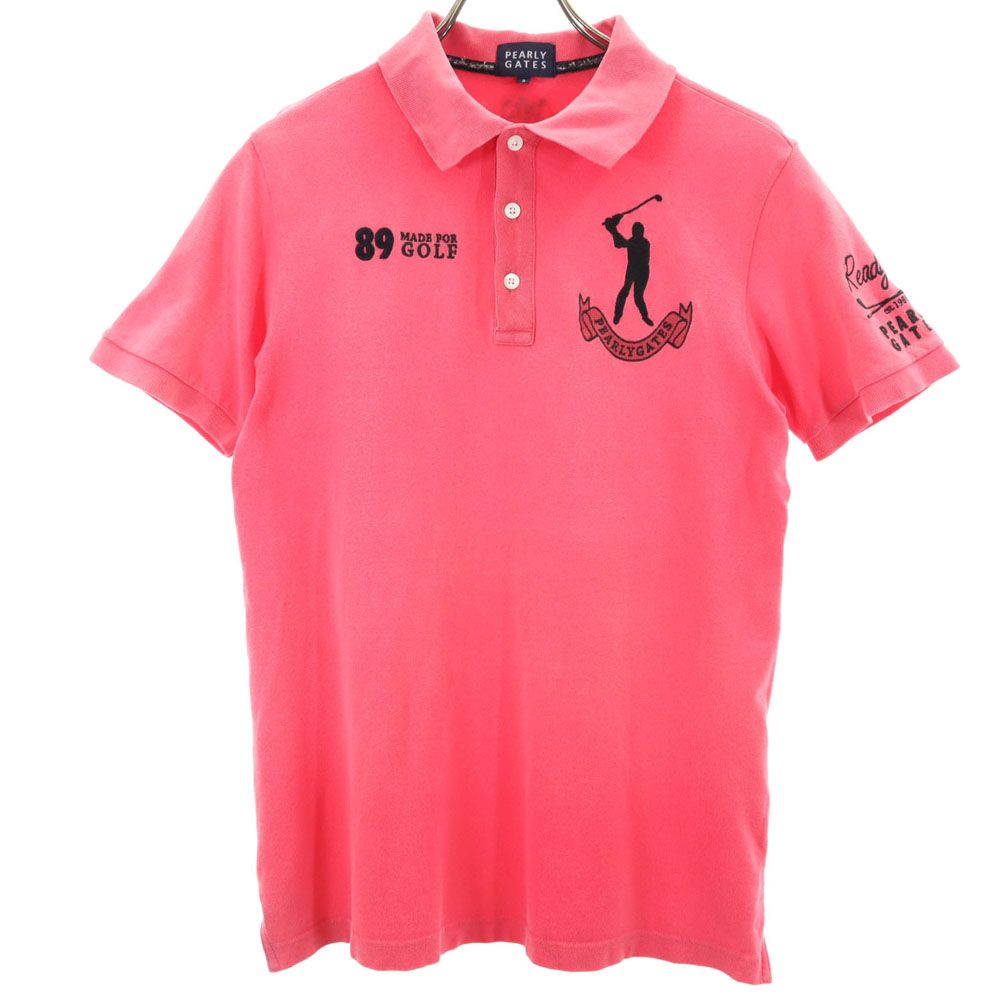 PEARLY GATES パーリーゲイツ ゴルフ 半袖 ポロシャツ 3 ピンク 鹿の子地 メンズ