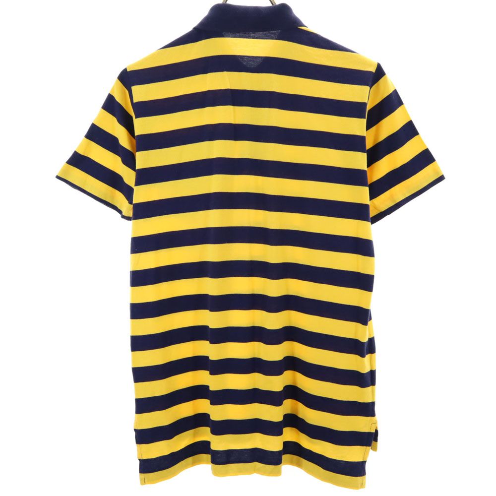 Polo by Ralph Lauren ポロバイラルフローレン 80s 緑タグ ヴィンテージ ボーイズ ボーダー柄 半袖 ポロシャツ 160cm イエロー×ネイビー キッズ