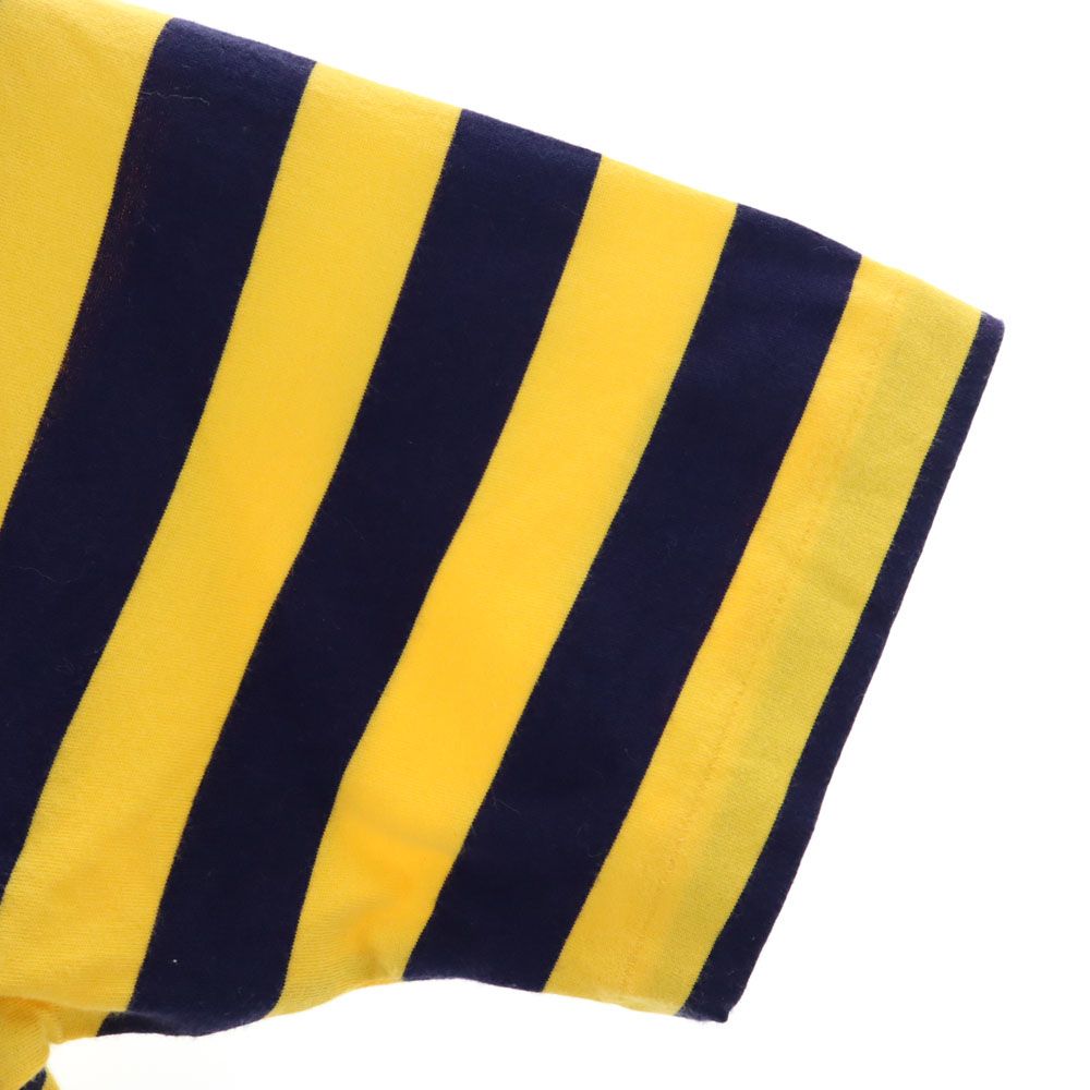 Polo by Ralph Lauren ポロバイラルフローレン 80s 緑タグ ヴィンテージ ボーイズ ボーダー柄 半袖 ポロシャツ 160cm イエロー×ネイビー キッズ