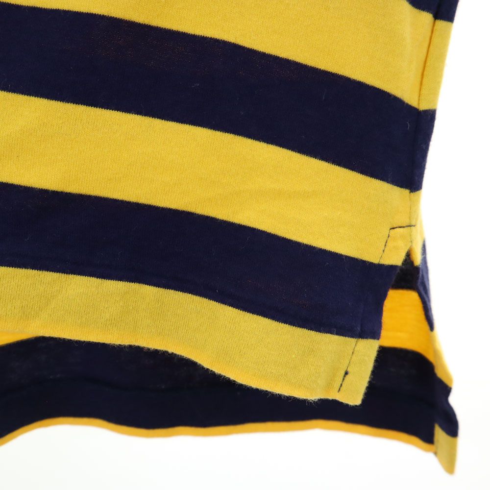 Polo by Ralph Lauren ポロバイラルフローレン 80s 緑タグ ヴィンテージ ボーイズ ボーダー柄 半袖 ポロシャツ 160cm イエロー×ネイビー キッズ