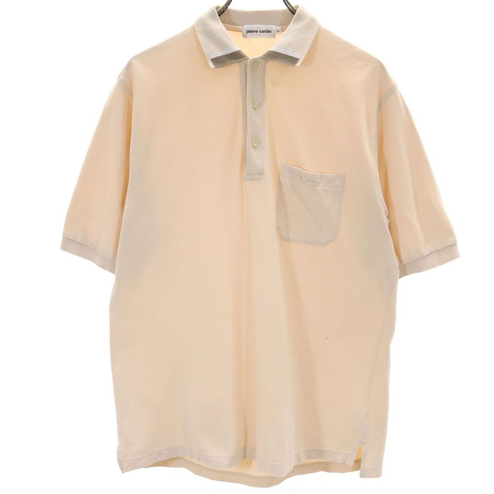 Pierre Cardin ピエールカルダン 半袖 鹿の子 ポロシャツ L ペールオレンジ メンズ