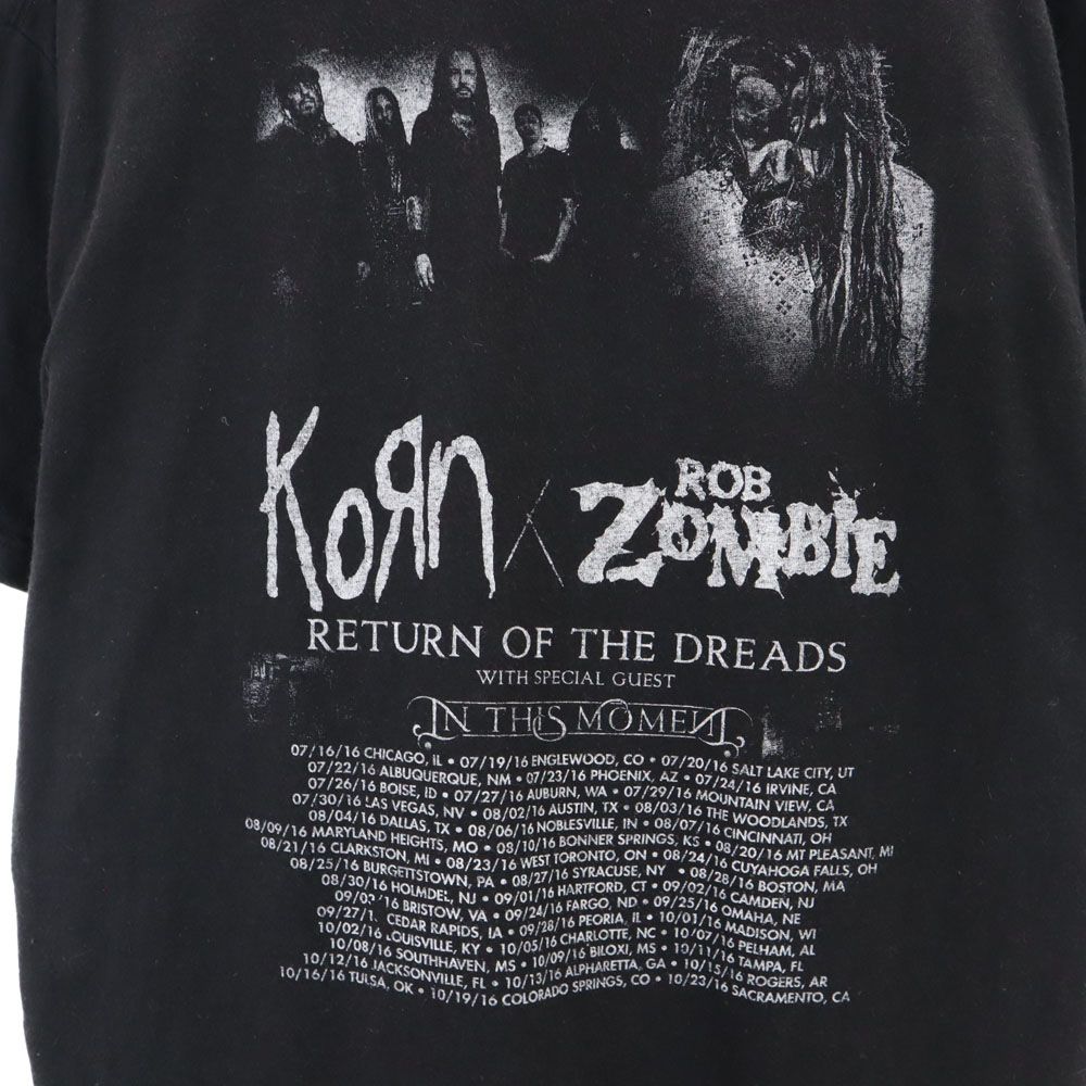 Korn×Rob Zombie コーン×ロブゾンビ 2016年 半袖 Tシャツ ブラック系 バンT メンズ