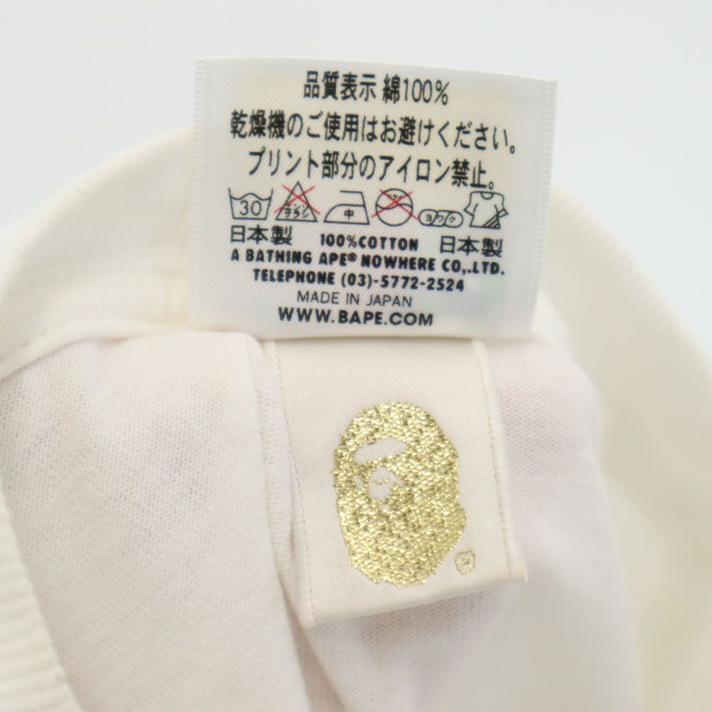 ベイプ 日本製 プリント 半袖 Tシャツ S ホワイト BAPE A BATHING APE メンズ