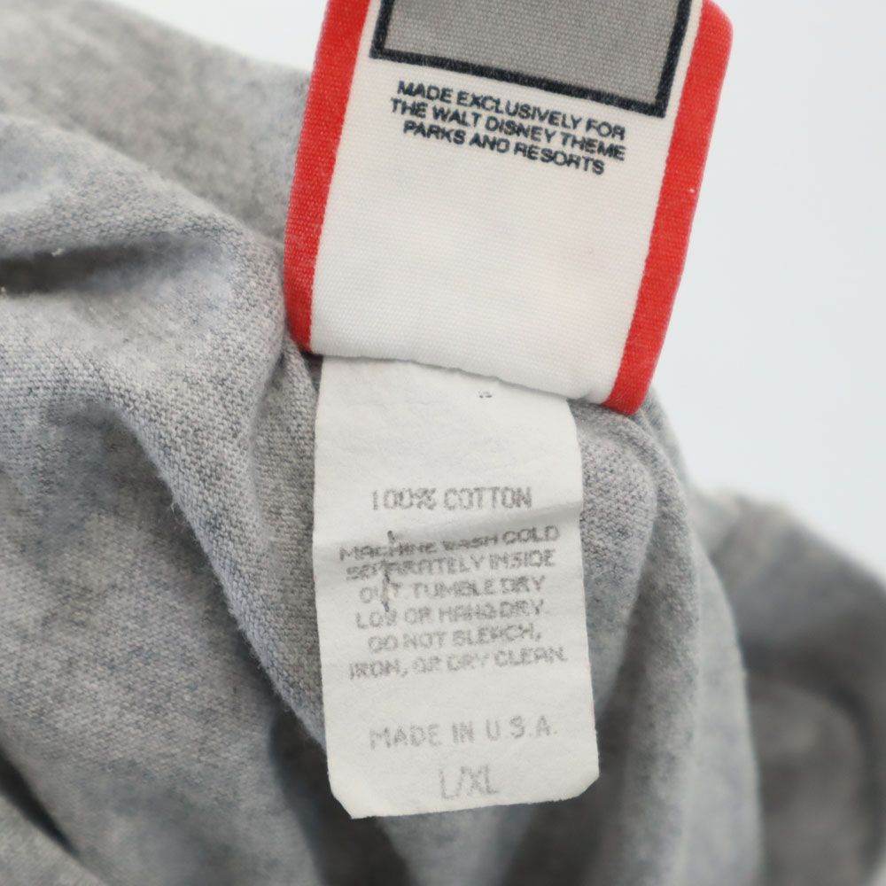 Disney ディズニー 90s USA製 オールド 刺繍 グーフィー 半袖 Tシャツ L/XL グレー ポケT メンズ