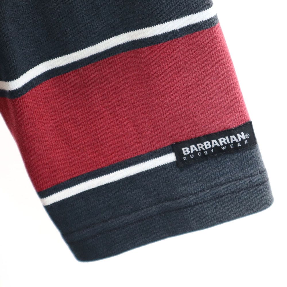 バーバリアン ボーダー 半袖 ラガーシャツ M レッド系 Barbarian メンズ