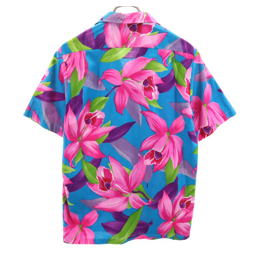 Nani 90s オールド USA製 総柄 半袖 アロハシャツ S ブルー系 メンズ