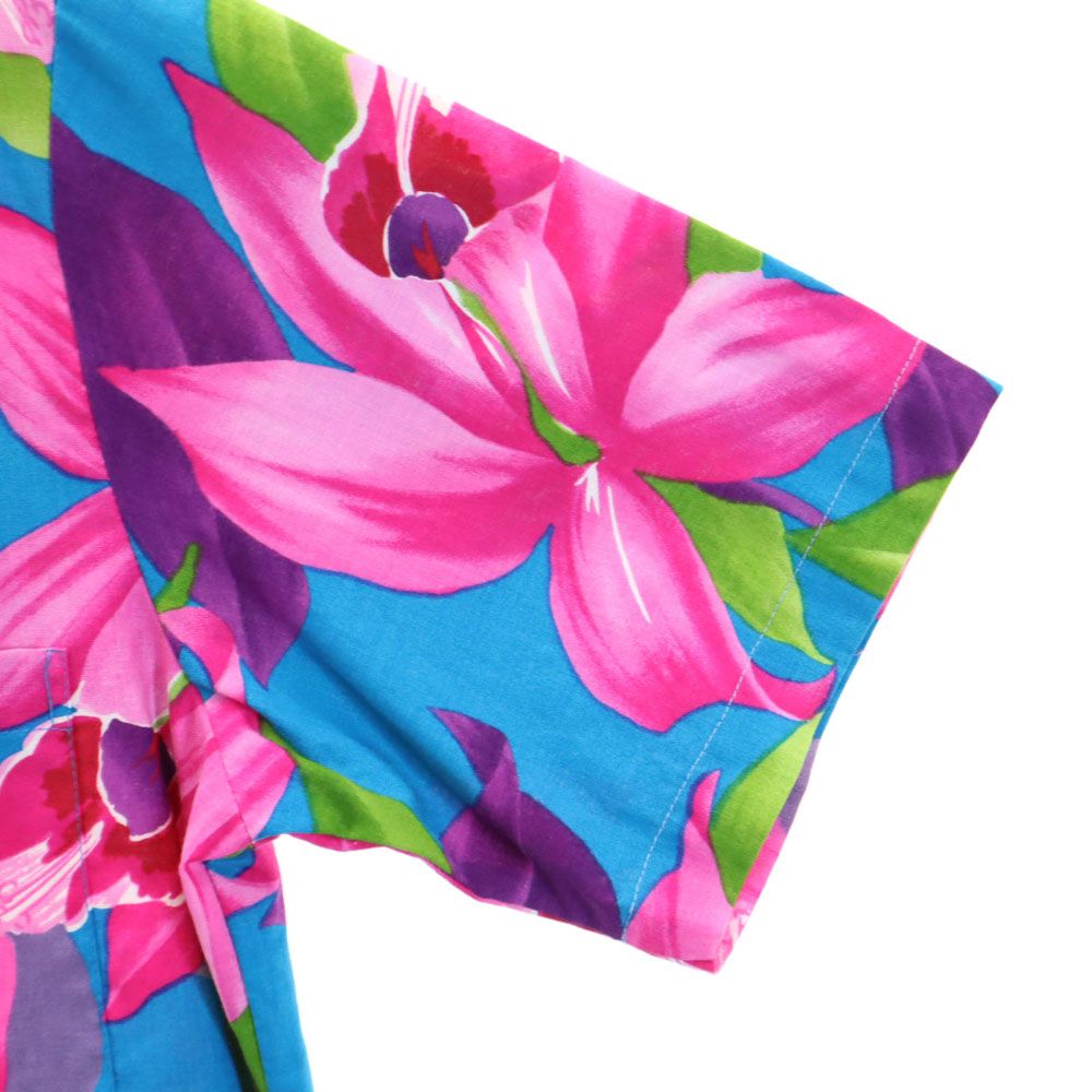 Nani 90s オールド USA製 総柄 半袖 アロハシャツ S ブルー系 メンズ